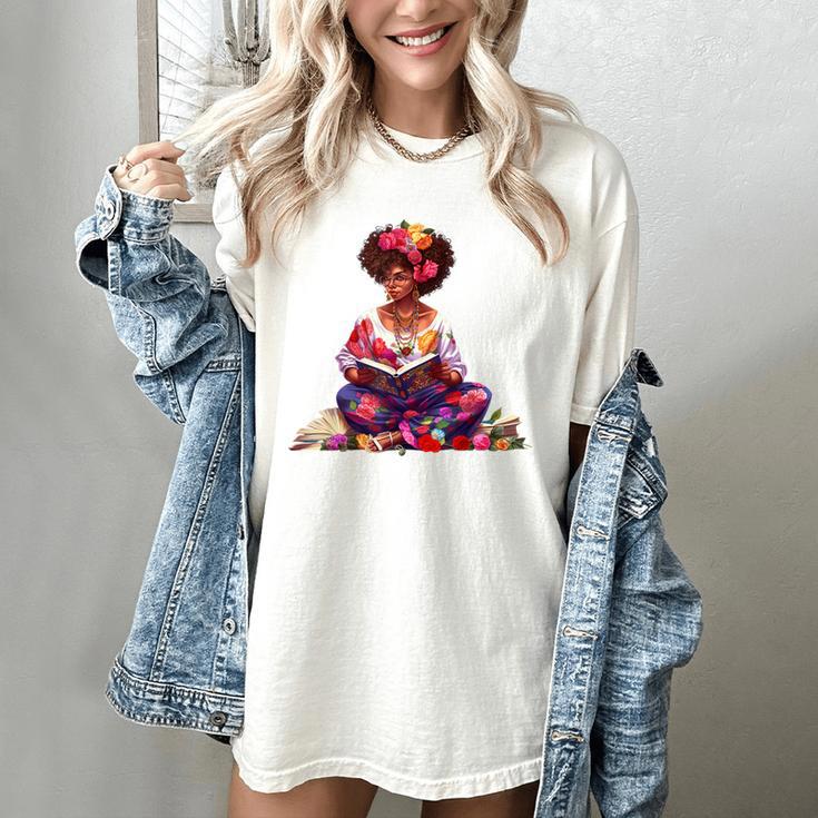 Educated Melanin Queen Afro Women Reading Book History Women's Comfort Colors T-Shirt