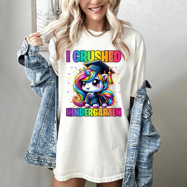Graduation I Crushed Kindergarten Unicorn Girls Grad Magical Women's Comfort Colors T-Shirt