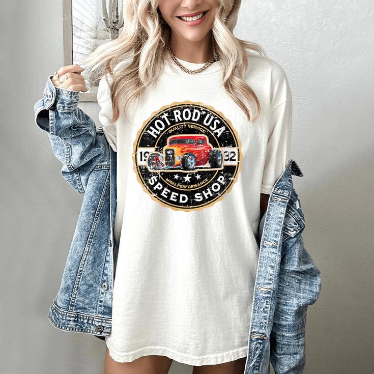Hotrod Custom Car Automotive Nostalgia Distressed Women's Comfort Colors T-Shirt
