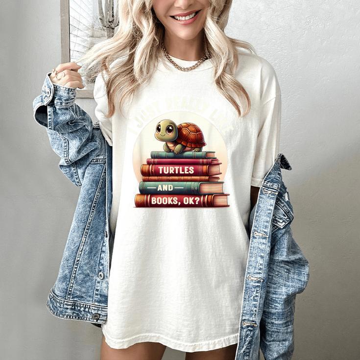 I Just Really Like Turtles And Books OK Turtle Reading Women's Comfort Colors T-Shirt