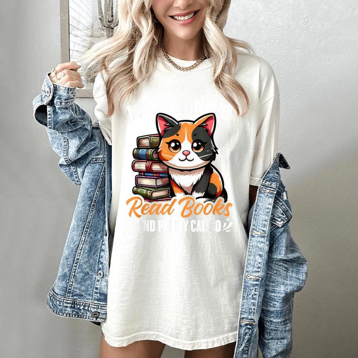 Kawaii Feline Book Reading Read Books Pet My Calico Cat Men Women Women's Comfort Colors T-Shirt