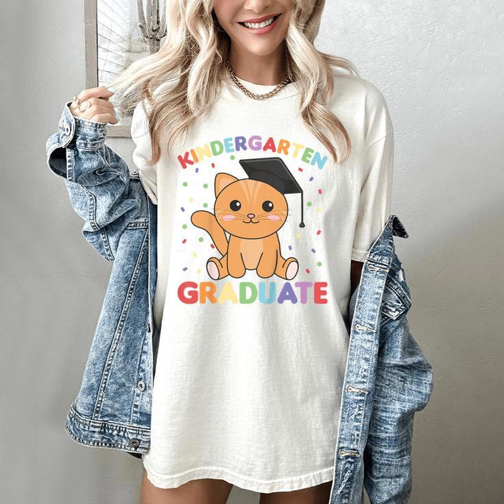 Kids Kindergarten Graduate Cat Graduation Women's Comfort Colors T-Shirt