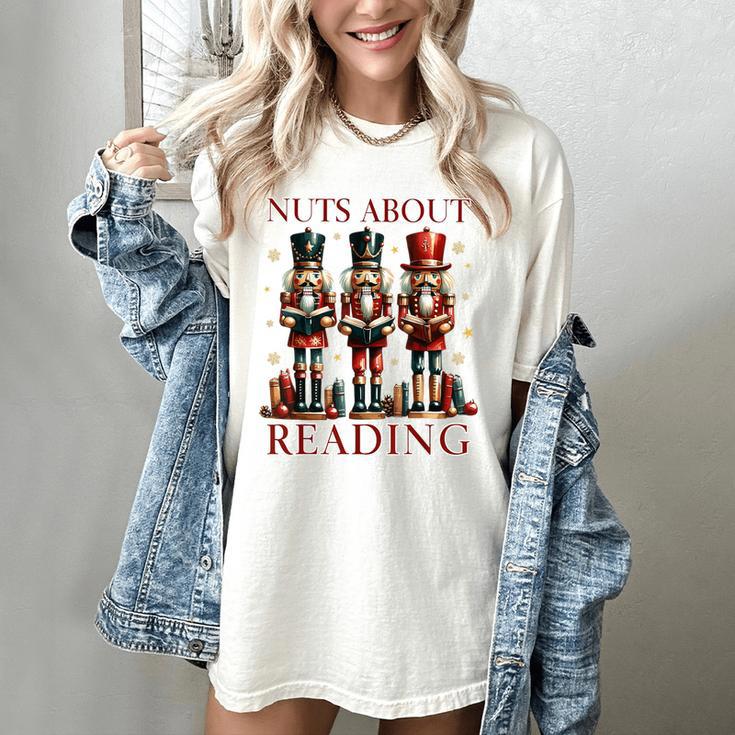 Nuts About Reading Nutcracker Reading Book Lover Christmas Women's Comfort Colors T-Shirt