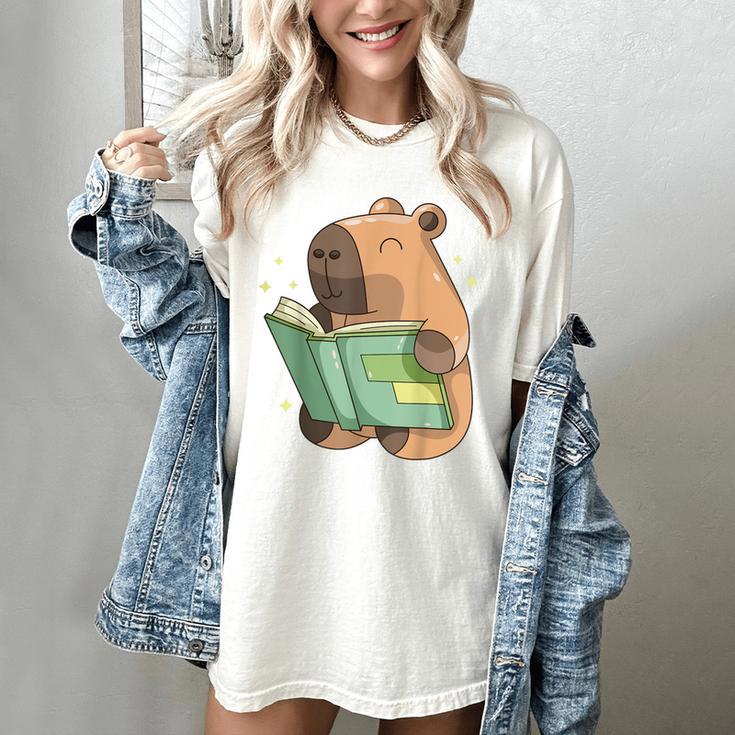 Pet Capybara Is Reading Library Capy Word Book Day Teacher Men Women Kids Women's Comfort Colors T-Shirt