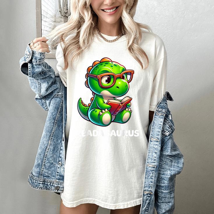 Readasaurus Reading Dinosaur Book Reader Bookworm Women's Comfort Colors T-Shirt