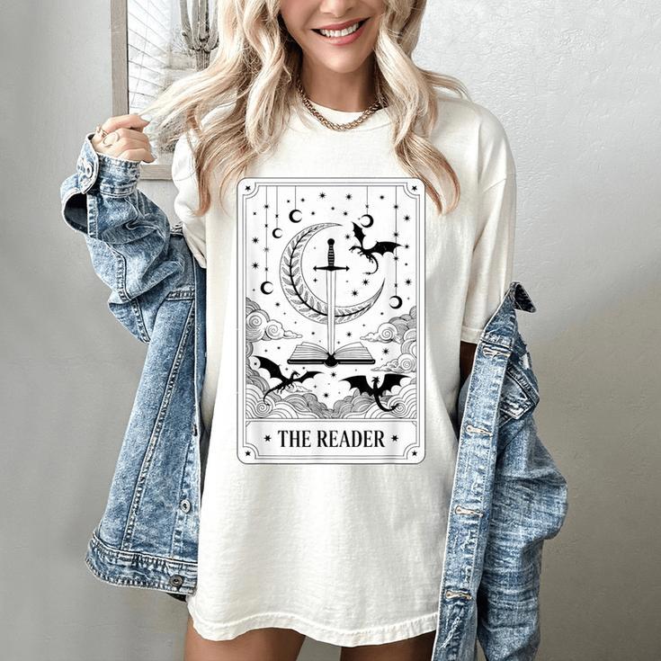 The Reader Tarot Card Bookworm Books Lover Dragon Librarians Women's Comfort Colors T-Shirt