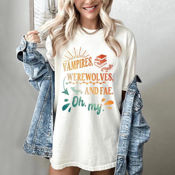 Readers Books Lovers BFF Books Club Paranormal Romance Reading Book Vampires Werewolves & Fae -Adults Short Sleeve Women's Comfort Colors T-Shirt