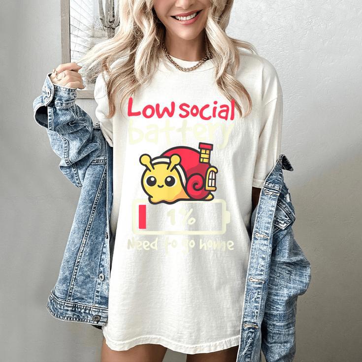 Snail Low Social Battery Need To Go Home Tee For Introvert Women's Comfort Colors T-Shirt