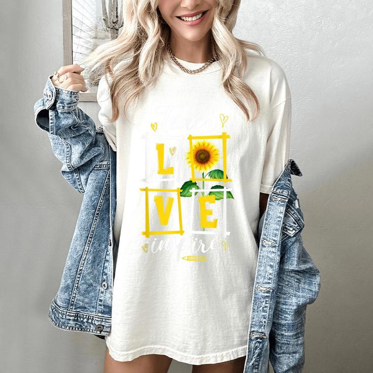 Sunflower Teach Love Inspire Cool Graduation Teacher School Women's Comfort Colors T-Shirt
