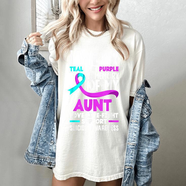Teal & Purple In Memory Of My Aunt Suicide Prevention Women's Comfort Colors T-Shirt