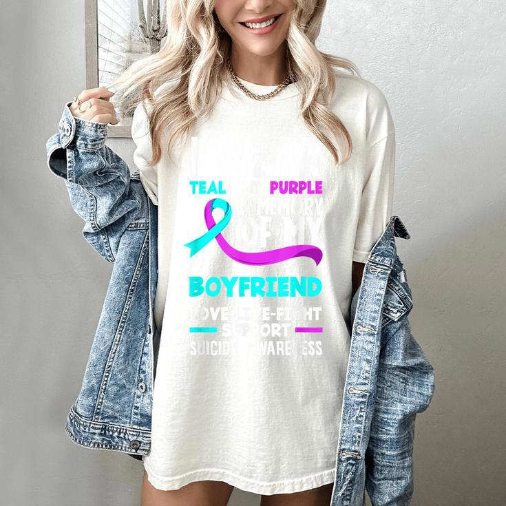 Teal & Purple In Memory Of My Boyfriend Suicide Prevention Women's Comfort Colors T-Shirt