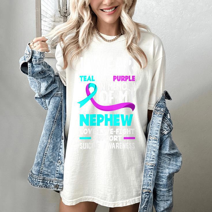 Teal & Purple In Memory Of My Nephew Suicide Prevention Women's Comfort Colors T-Shirt
