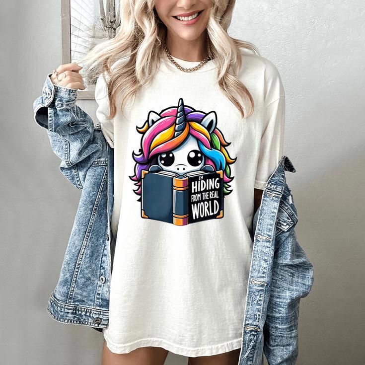 Unicorn Reading Book Reader Introvert Book Lover Humor Women's Comfort Colors T-Shirt
