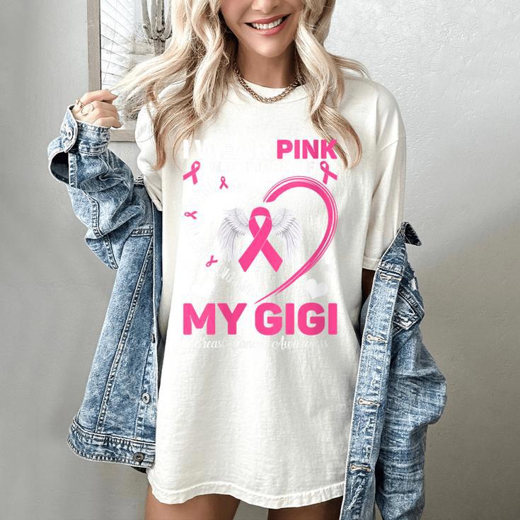 I Wear Pink In Memory Of My Gigi Breast Cancer Awareness Women's Comfort Colors T-Shirt
