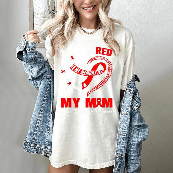 I Wear Red In My Memory Of My Mom Heart Disease Awareness Women's Comfort Colors T-Shirt