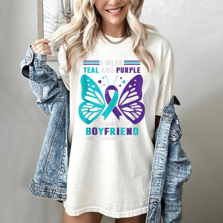 I Wear Teal And Purple In Memory Of My Boyfriend Women's Comfort Colors T-Shirt