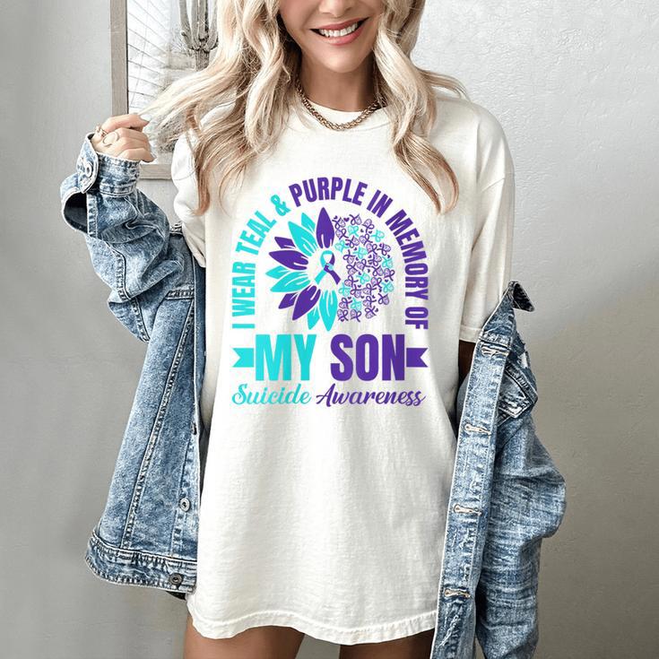 I Wear Teal Purple In Memory Of My Son Suicide Awareness Women's Comfort Colors T-Shirt