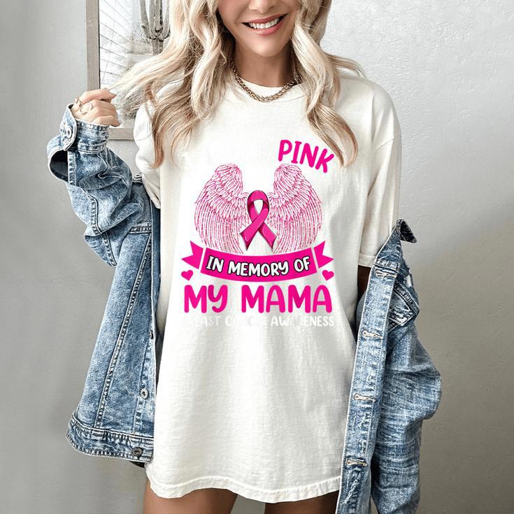 Wings Breast Cancer Shirt I Wear Pink In Memory Of My Mama Women's Comfort Colors T-Shirt