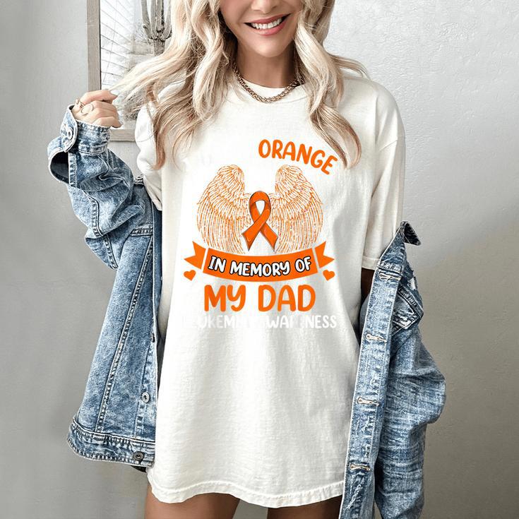 Wings Leukemia Shirt I Wear Orange In Memory Of My Dad Women's Comfort Colors T-Shirt