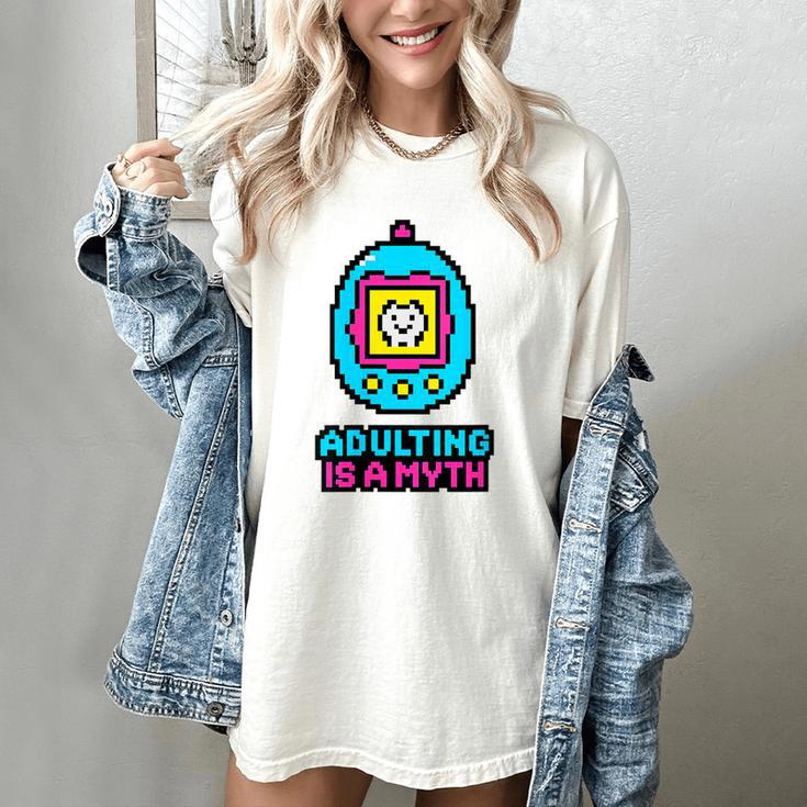Women's Adulting Is A Myth Retro Pixel Pet Nostalgia Millennials Women's Comfort Colors T-Shirt