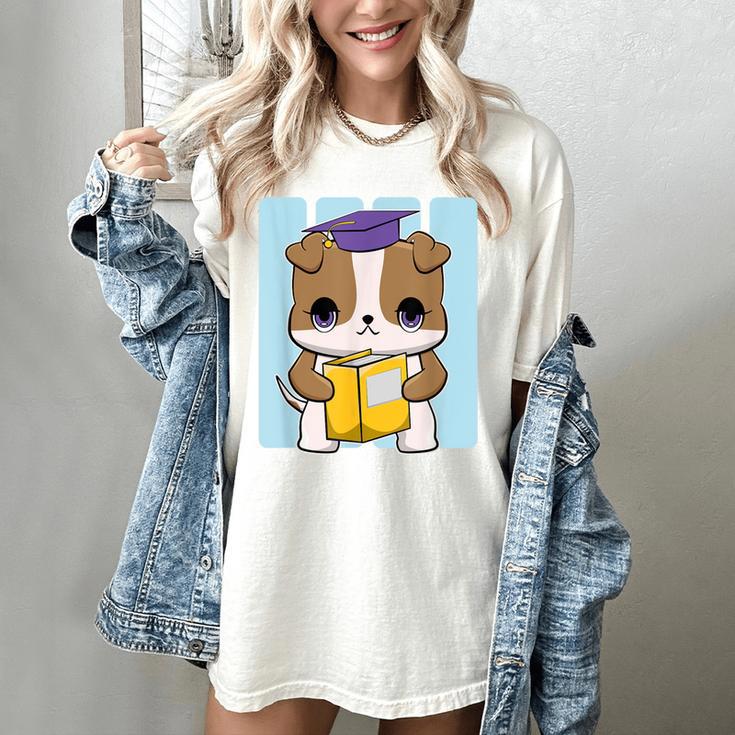 Bulldog Anime Pup Graduation Women's Comfort Colors T-Shirt