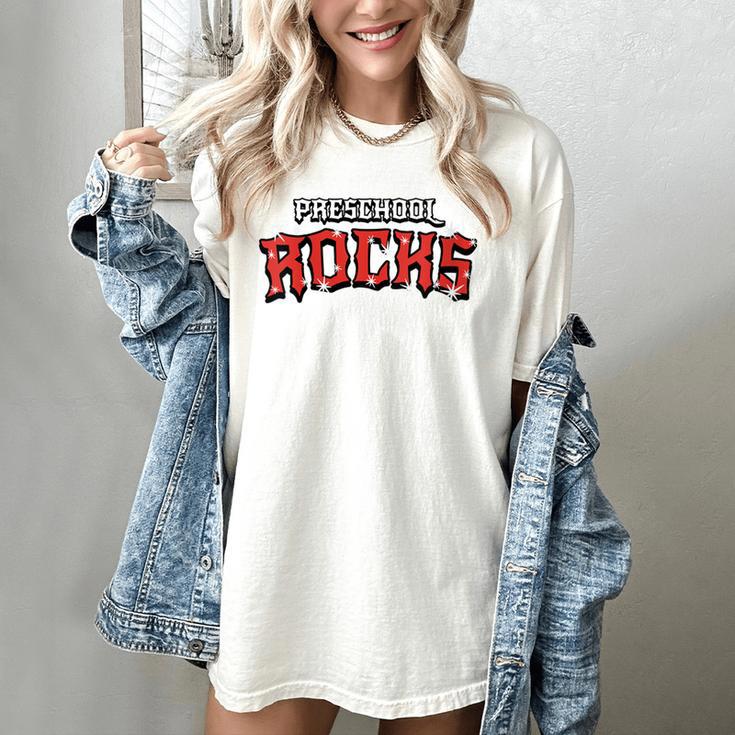 Preschool Rocks Back To School Graduation Teacher Student Women's Comfort Colors T-Shirt