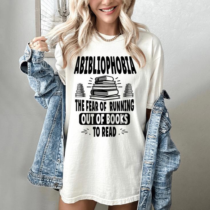 Abibliophobia Definition Book Reading Lover Fans Text Women's Comfort Colors T-Shirt