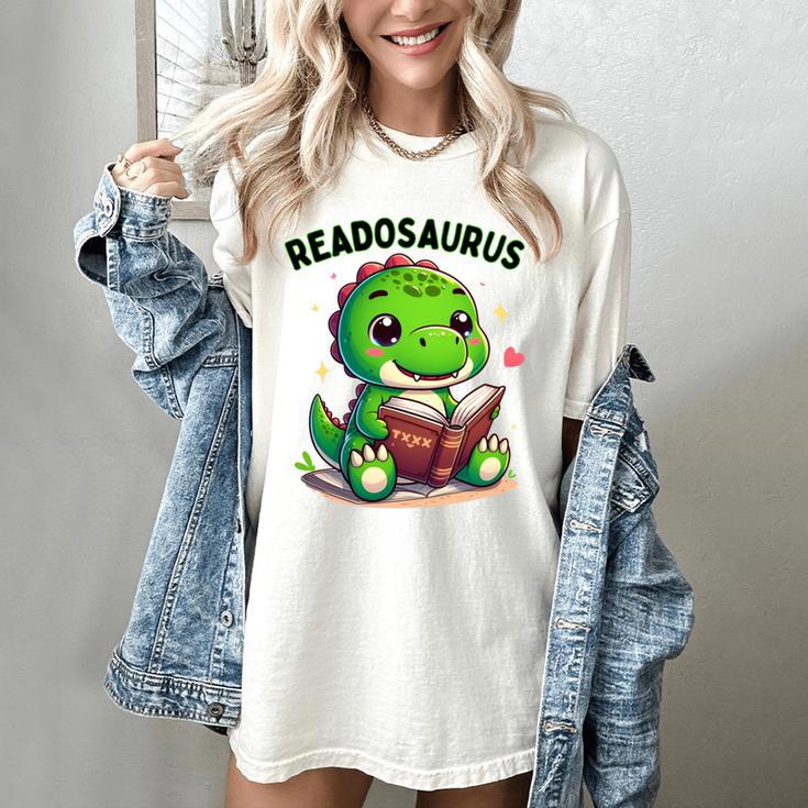 Book Lover Reading Dinosaur Readosaurus Library Women's Comfort Colors T-Shirt