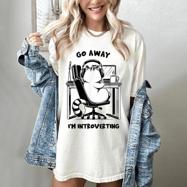 Cat With Coffee On Computer Go Away I'm Introverting Women's Comfort Colors T-Shirt