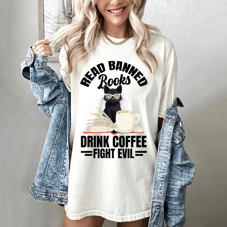 Cat I Read Banned Books Shirt Bookworm Avid Reader For Men Women Kids Women's Comfort Colors T-Shirt