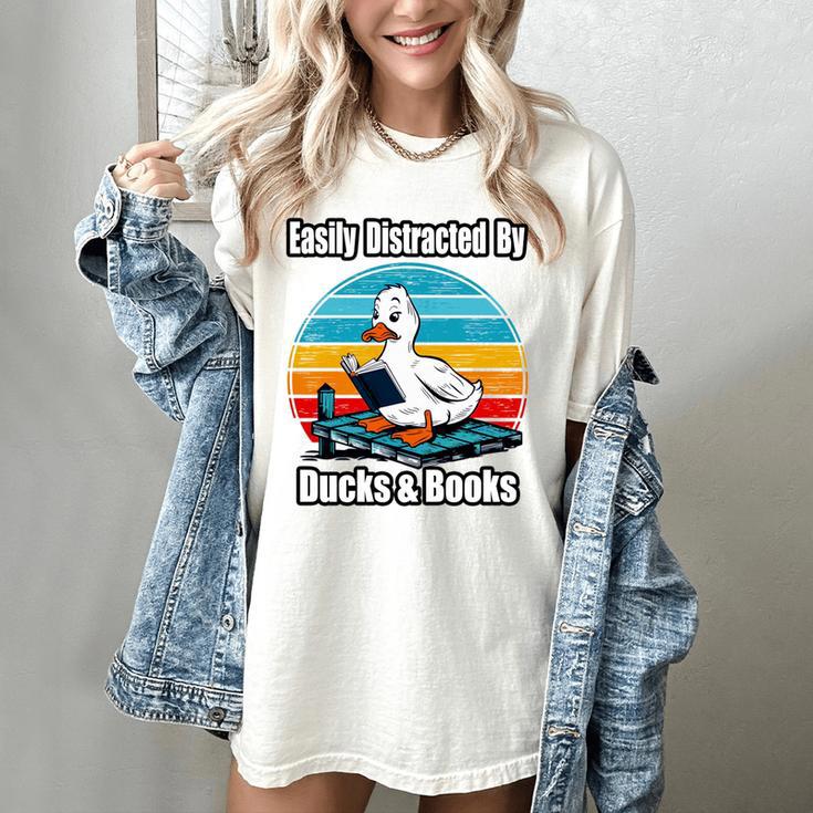 Ducks Books Lover Easily Distracted By Ducks & Books Women's Comfort Colors T-Shirt