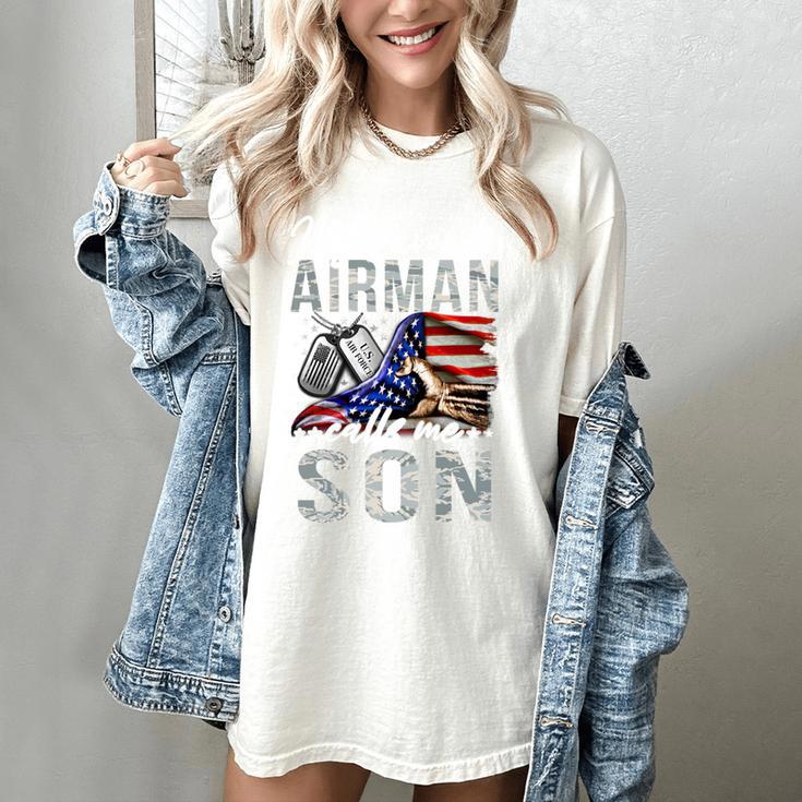 My Favorite Airman Calls Me Son Air Force Graduation Son Women's Comfort Colors T-Shirt