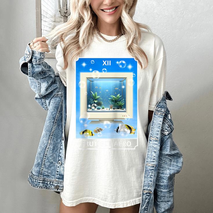 Frutiger Aero Aesthetic Tech Computer Aquarium Tarot Card Raglan Baseball Tee Women's Comfort Colors T-Shirt