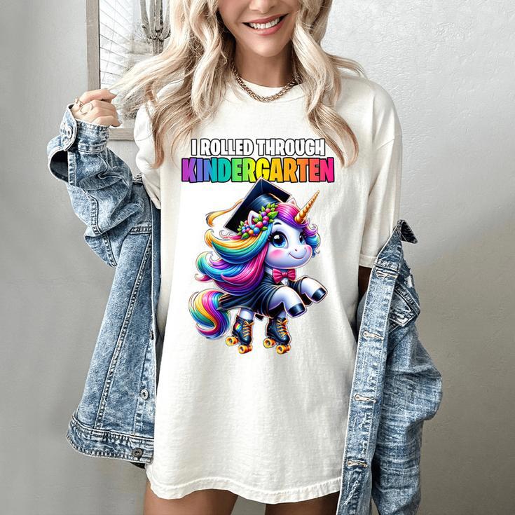 Graduation Kindergarten Unicorn Roller Skate Girls Grad Women's Comfort Colors T-Shirt