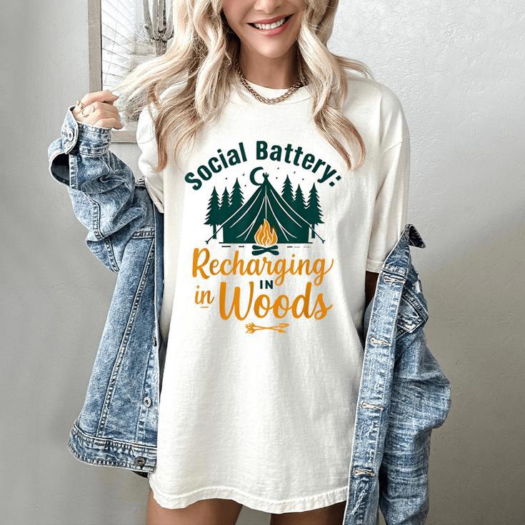 Introvert Camping Social Battery Recharging In The Woods Women's Comfort Colors T-Shirt