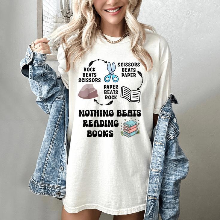 Nothing Beats Reading Rock Paper Scissors Reader Book Lover Women's Comfort Colors T-Shirt