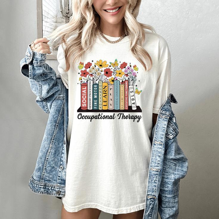 Occupational Therapy Wildflower Book OT Therapist Assistant Women's Comfort Colors T-Shirt
