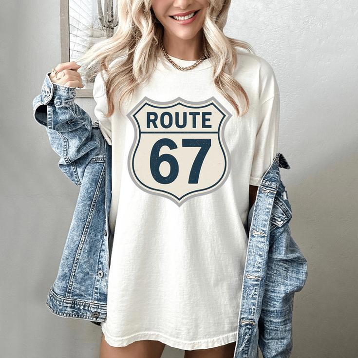 Retro Route 67 Highway Sign Vintage Road Nostalgia Premium Tri-Blend Women's Comfort Colors T-Shirt