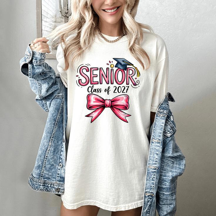 Senior Class Of 2027 Coquette Pink Bow Graduation 2027 Girls Women's Comfort Colors T-Shirt