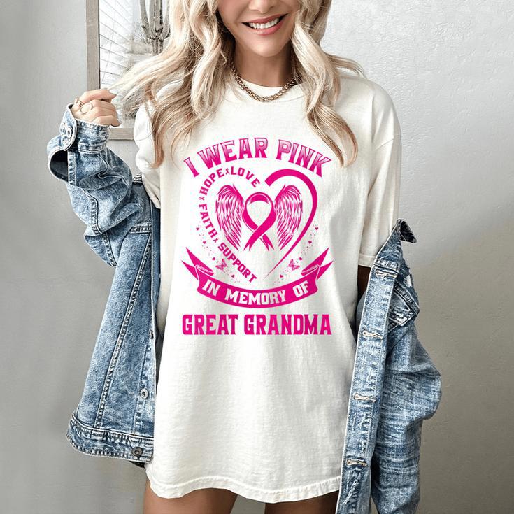I Wear Pink In Memory Of Great Grandma Breast Cancer Graphic Women's Comfort Colors T-Shirt