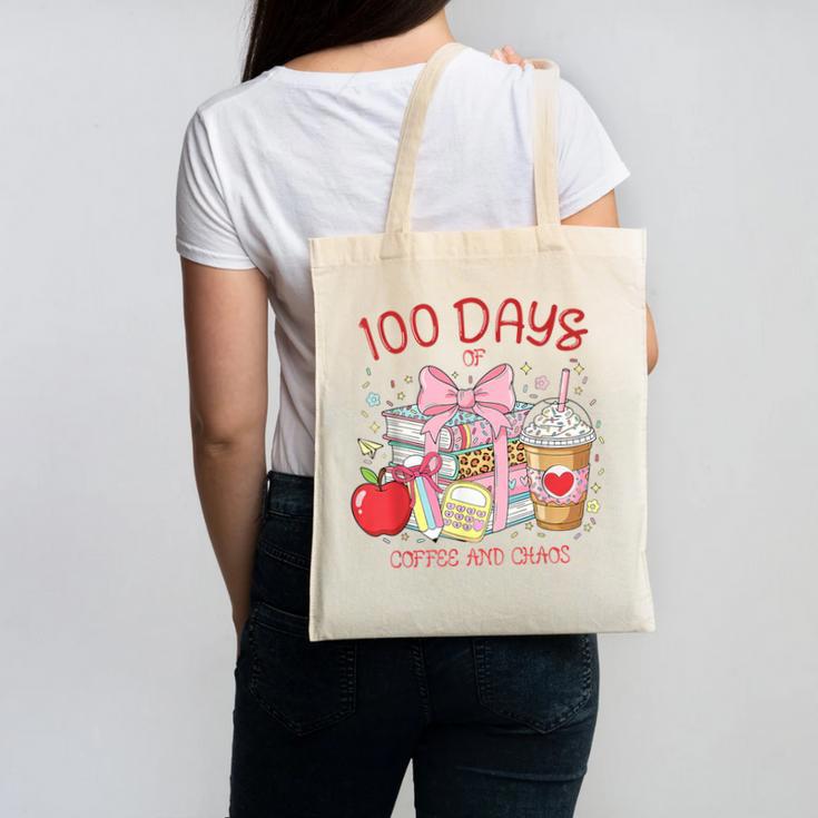 100th Day Of School Teachers 100 Days Of Coffee Chaos Books Canvas Tote Bag