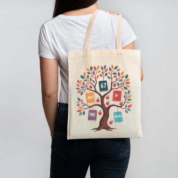 67 Days In The Books Reading Teacher 67th Day Of School Canvas Tote Bag