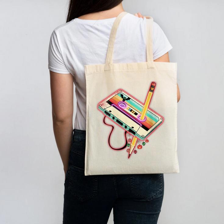 80s 90s Retro Halloween's Party Costume Nostalgia Cassette Canvas Tote Bag