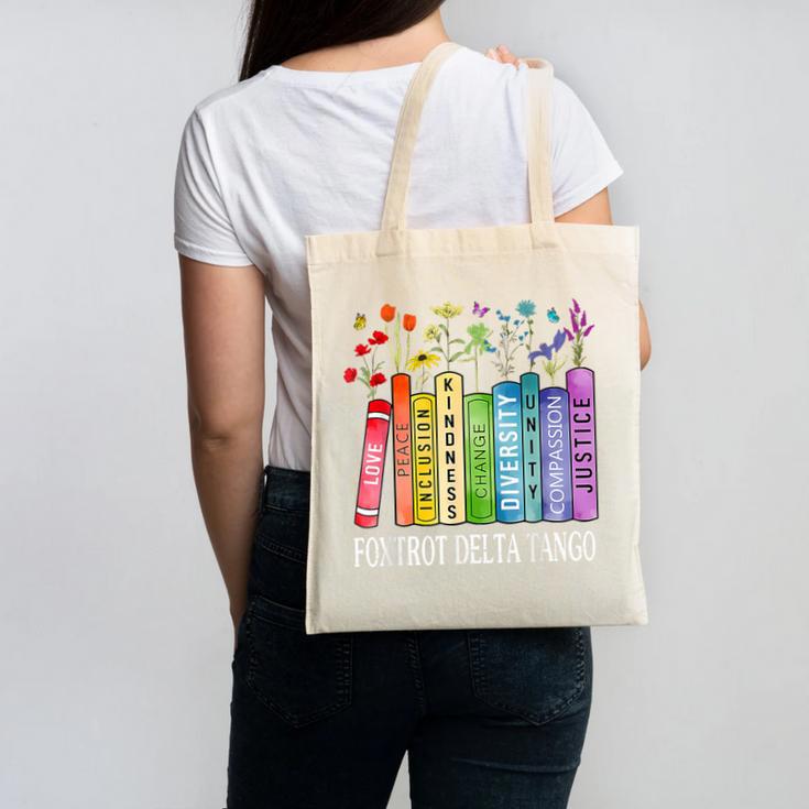 8647 Foxtrots Tangos Deltas Book Flower Resist Book Lovers Canvas Tote Bag
