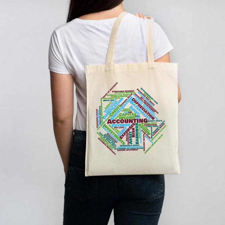 Accounting Major Shirt Graduation College CPA Word Cloud Canvas Tote Bag