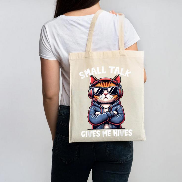Anti Social Anxiety Mindfulness No Small Talk Introvert Cat Men Women Canvas Tote Bag