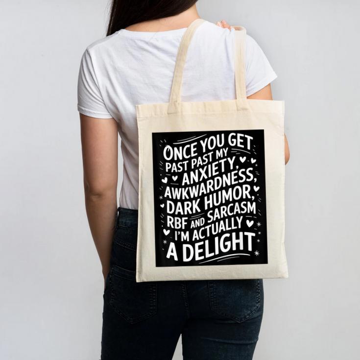 Anxiety Awkward Dark Humor Quote Introverts Sarcastic Canvas Tote Bag