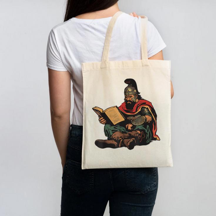 Attila The Hun Reading A Book Canvas Tote Bag
