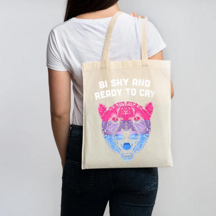 Bi Shy And Ready To Cry Bisexual Introvert Bi Pride Canvas Tote Bag