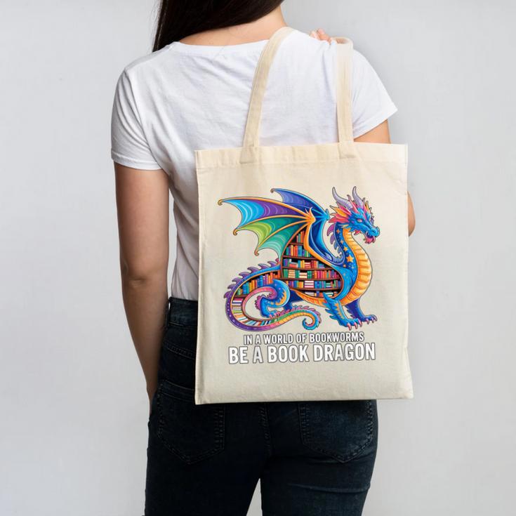 Be a Book Dragon Reading Canvas Tote Bag